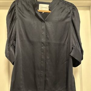 Frame Denim Women's Satin Black Blouse